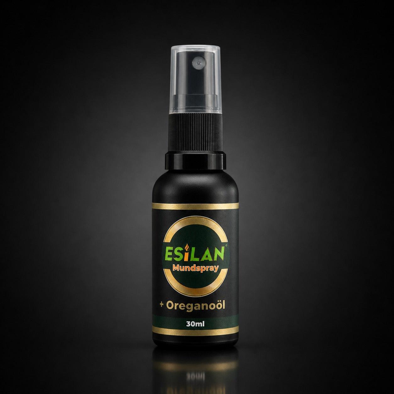 ESILAN-Mundspray mit Oreganoöl in einer Glasflasche